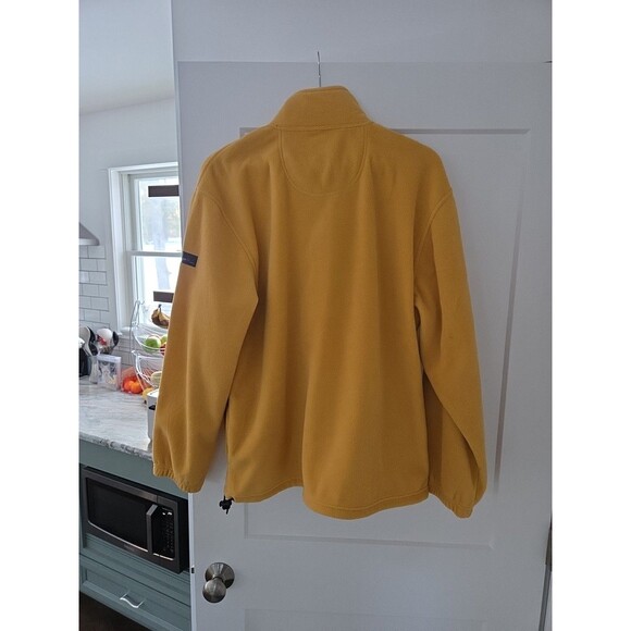 #54 vintage Izod Men's Large Yellow Fleece pullover Grey stripe 100% Polyester - Picture 4 of 5